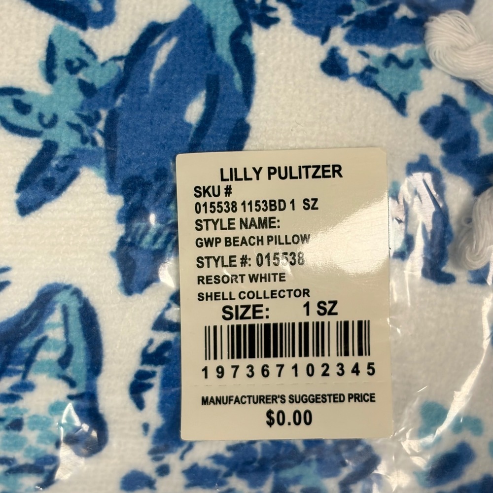 Lilly Pulitzer Beach Pillow Shell Collector Coastal Beach Fringe Coastal Bolster - Picture 3 of 10